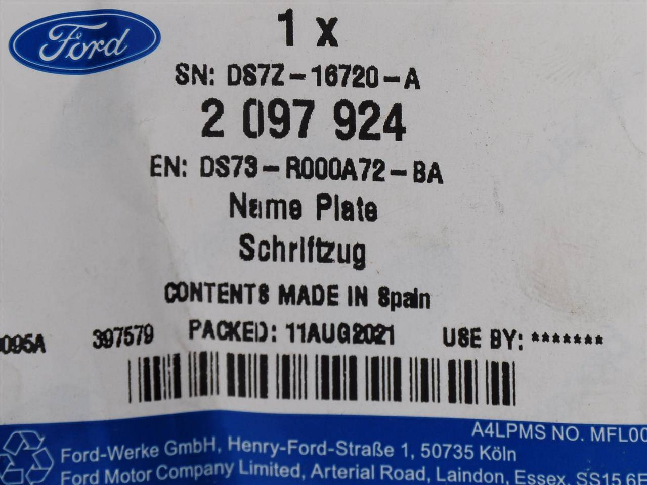 EMBLEMAT ''AWD'' FORD ECOSPORT 17- MONDEO 16- _ 2097924 _ DS73-R000A72-BA