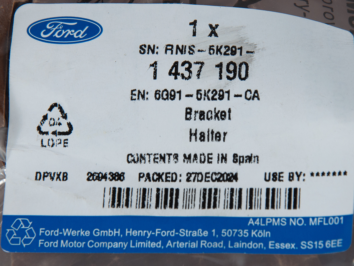 MOCOWANIE UCHWYT KATALIZATORA MONDEO 07-14 FORD OE _ 1437190 _ 6G91-5K291-CA