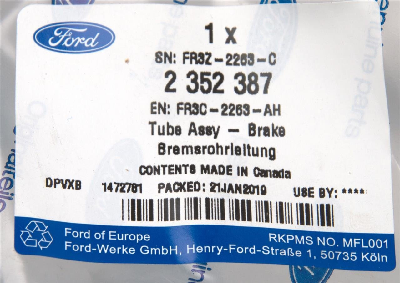 PRZEWÓD HAMULCOWY SZTYWNY PRZEDNI PRAWY MUSTANG _ 2419227 _ FR3C-2263-AH _ FR3Z-2263-CFR3Z-2263-B _ GTU_07