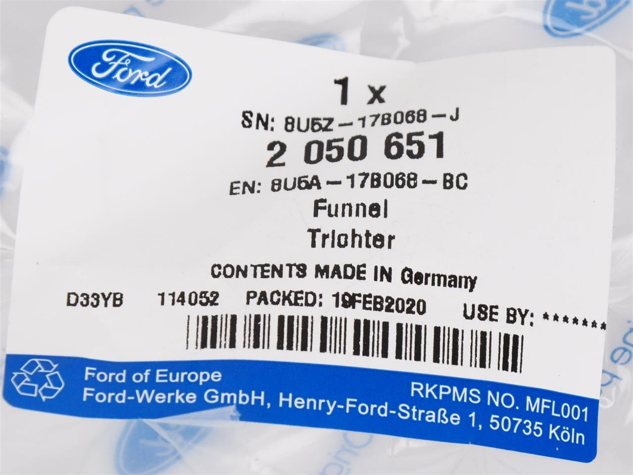 LEJEK WLEWU PALIWA FORD DIESEL EASY FUEL _ 2050651 _ 8U5A-17B068-BC _ 8U5Z-17B068-G