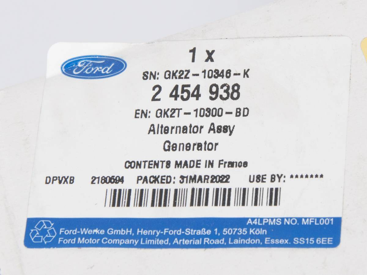 ALTERNATOR FOCUS 18-19 / KUGA 20- / TRANSIT 16- / 220 AMP _ 2699090 _ GK2T-10300-EA _ GK2Z-10346-P