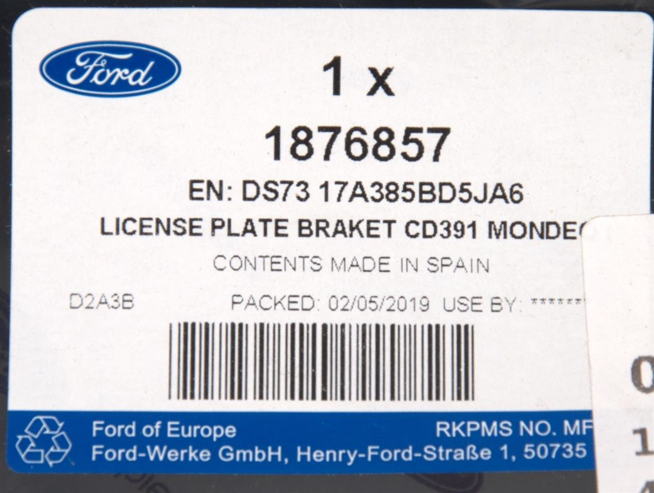 MOCOWANIE TABLICY REJESTRACYJNEJ PRZÓD KUGA MONDEO _ 1876857 _ DS73-17A385-BD5JA6