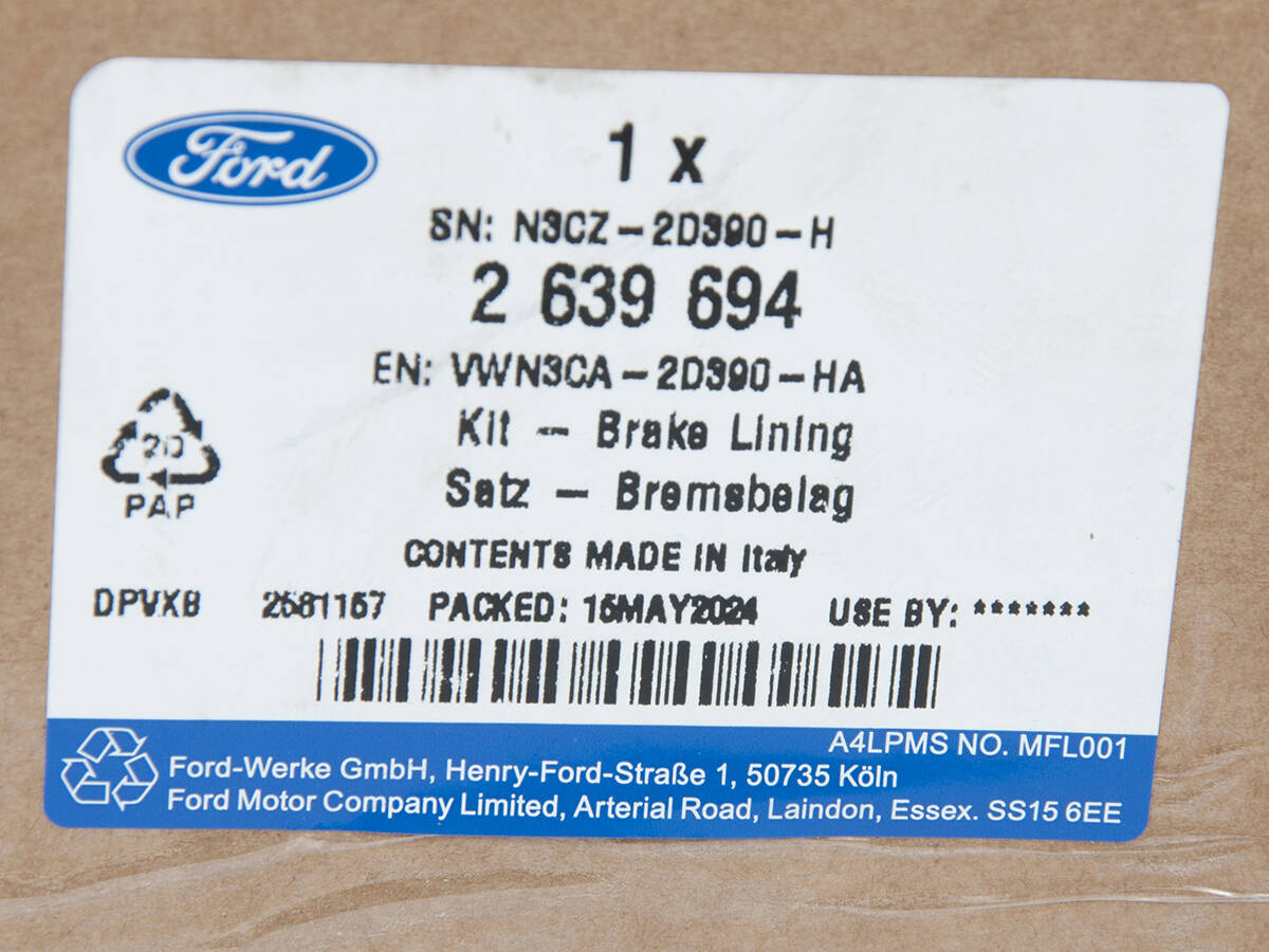 KLOCKI HAMULCOWE PRZÓD TRANSIT/TOURNEO CONNECT 22- _ 2639694 _ VWN3CA-2D390-HA