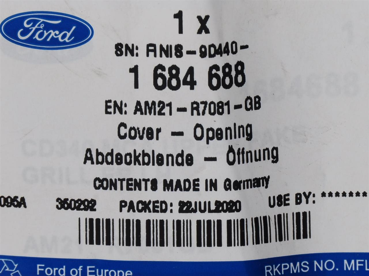 KRATKA ZAŚLEPKA ZDERZAKA PRZÓD PRAWA S-MAX 10-15