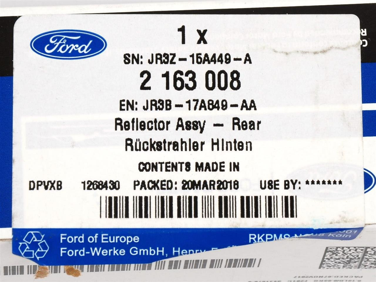 ODBLASK LEWY ZDERZAKA TYŁ MUSTANG 2017- _ 2163008 _ JR3B-17A849-AA _ JR3Z-15A449-A _ GTU_07