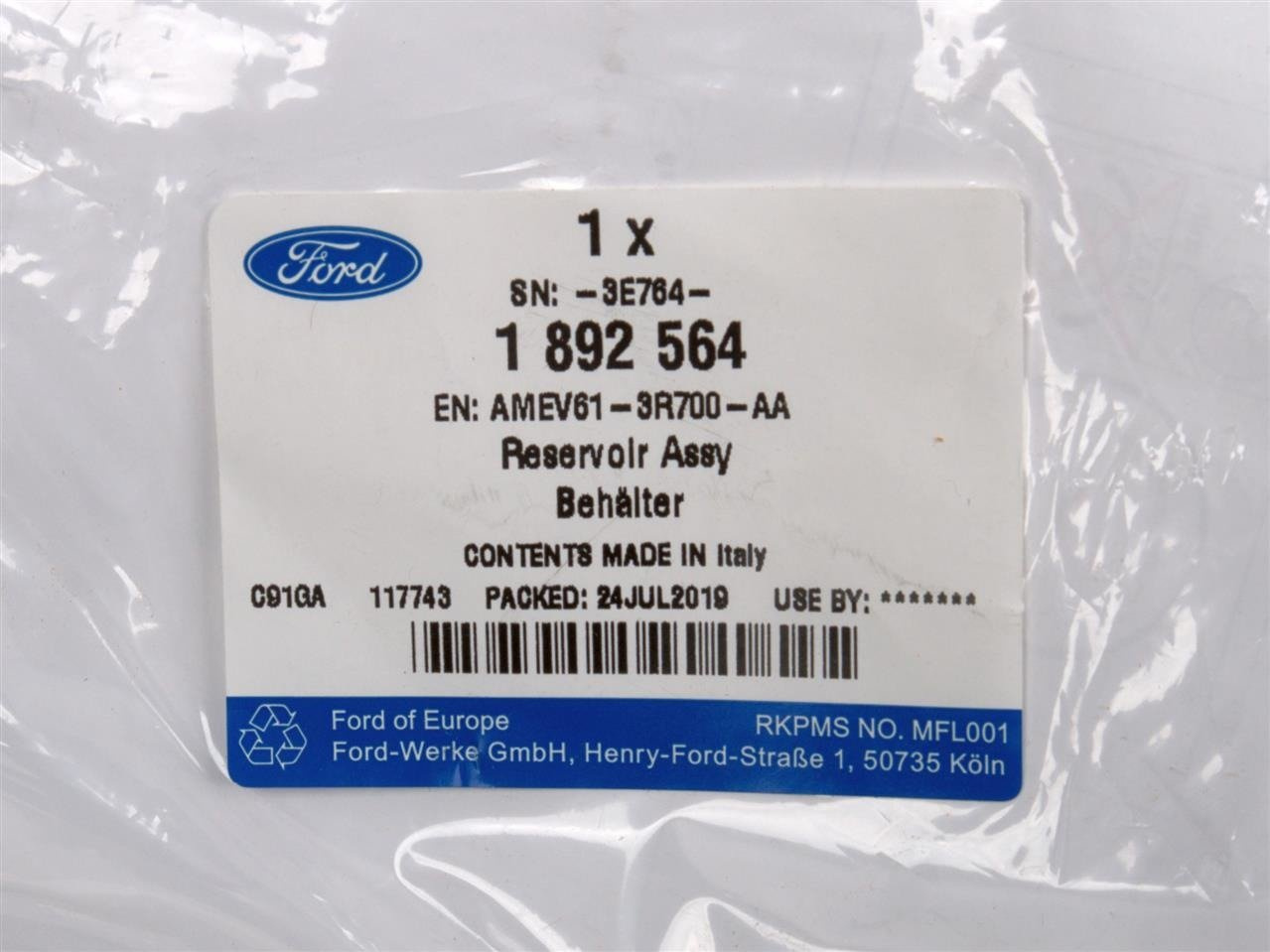 ZBIORNIK PŁYNU WSPOMAGANIA FOCUS 2011-2014, 2014- _ 1892564 _ AMEV61-3R700-AA _ GTU_07