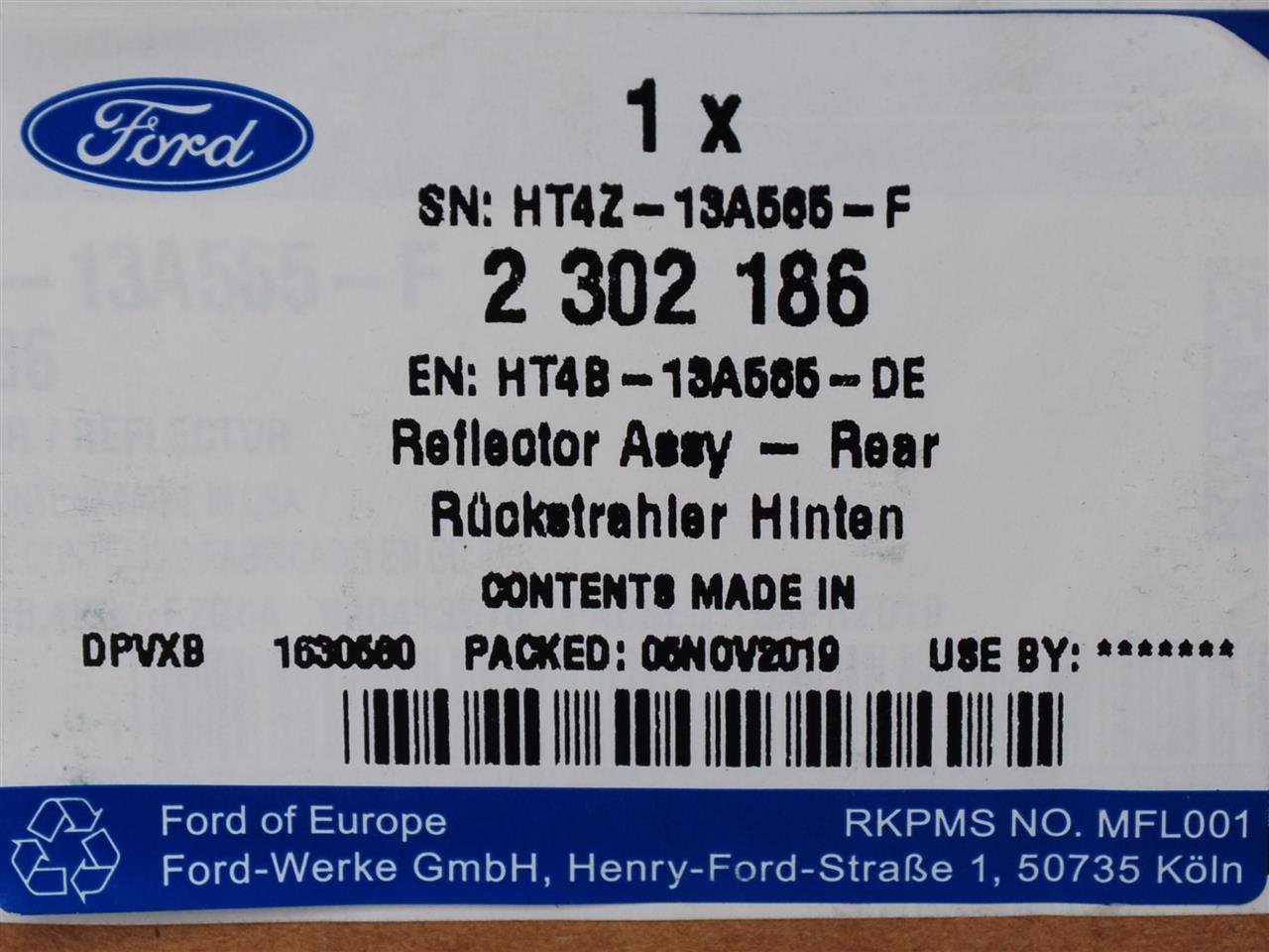 REFLEKTOR TYŁ FORD EDGE 2015-2018 OE _ 2302186 _ HT4B-13A565-DE _ HT4Z-13A565-F