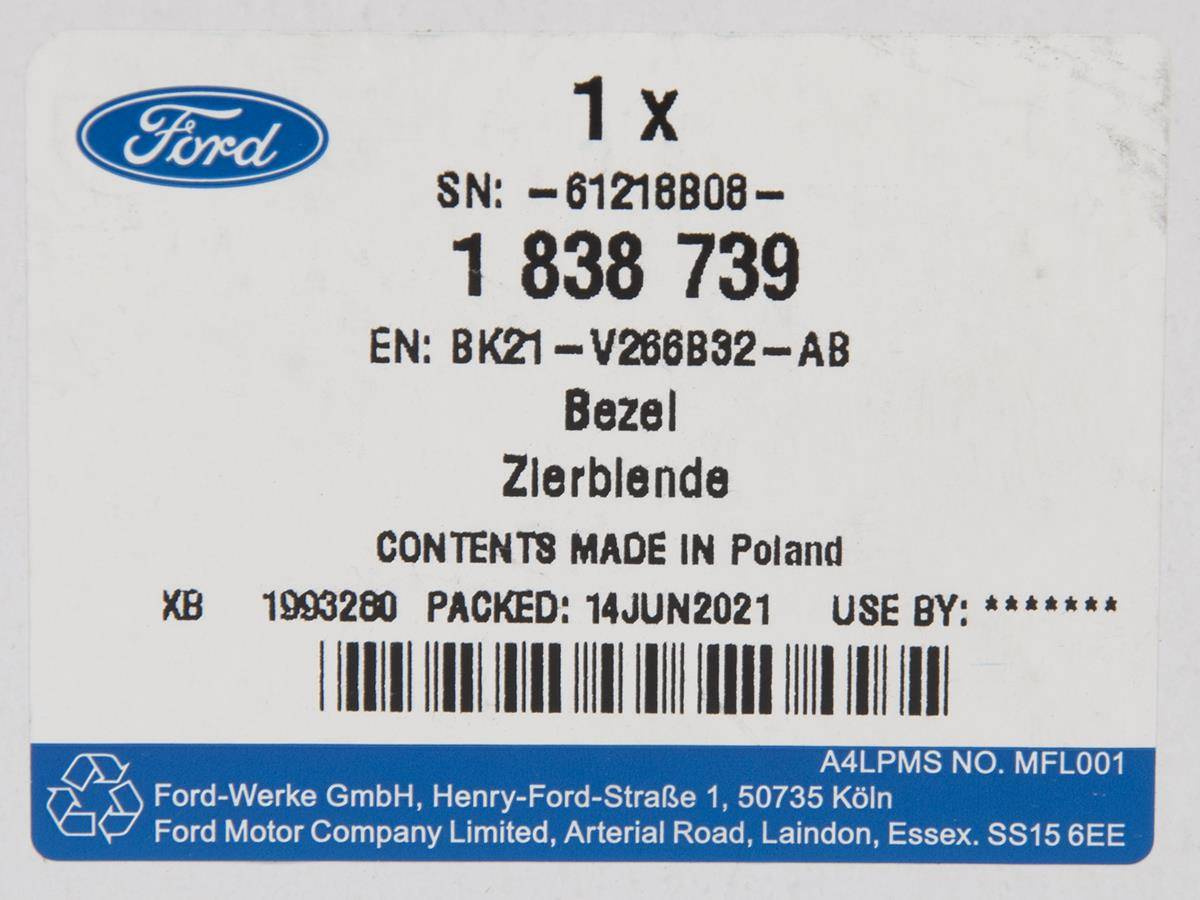 ZAŚLEPKA KLAMKI DRZWI PRZESUWNYCH TRANSIT 14- 19- _ 1838739 _ BK21-V266B32-AB