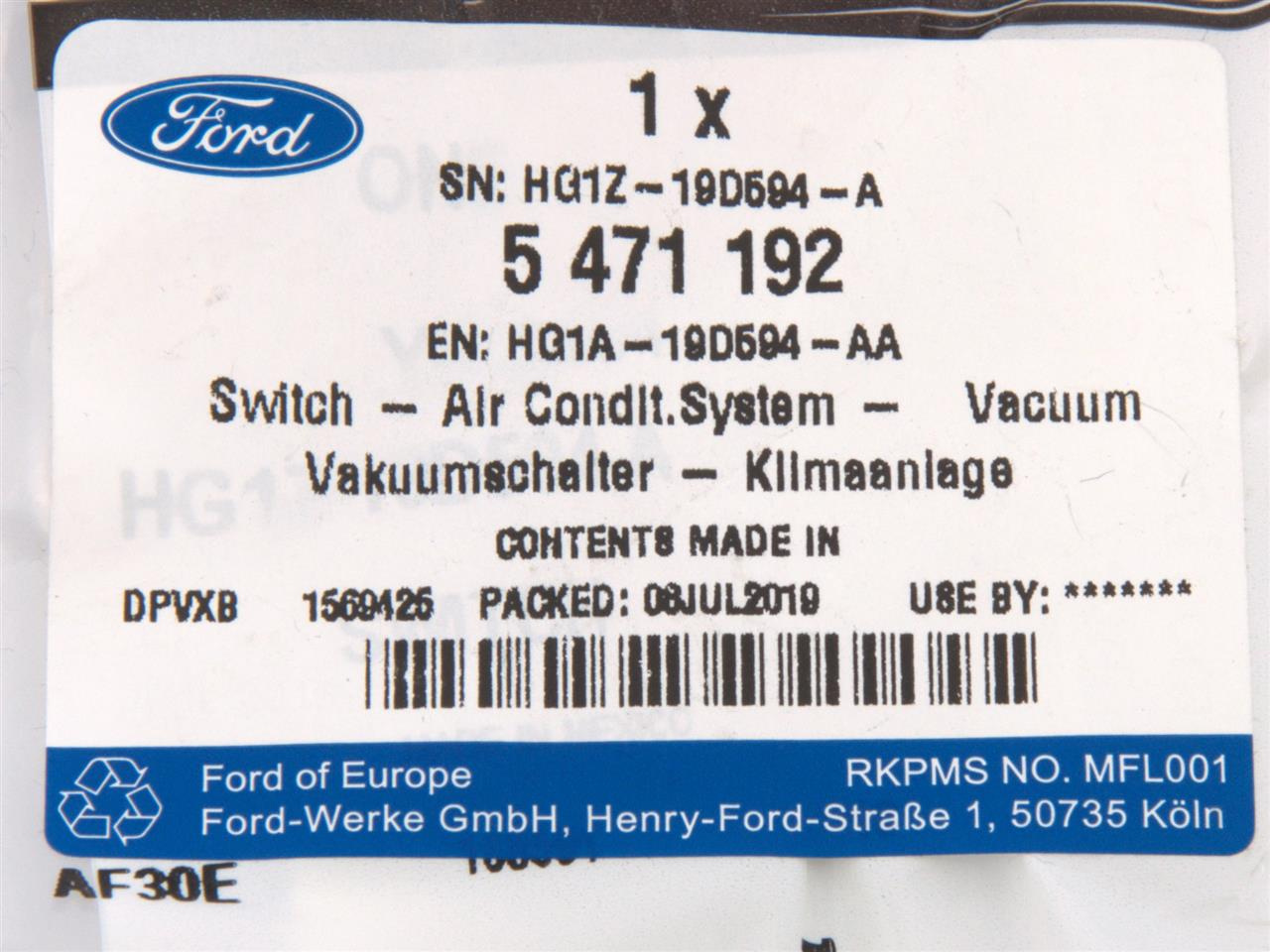 CZUJNIK CIŚNIENIA KLIMATYZACJI FORD WIELE MODELI _ 5471192 _ HG1A-19D594-AA _ HG1Z-19D594-A