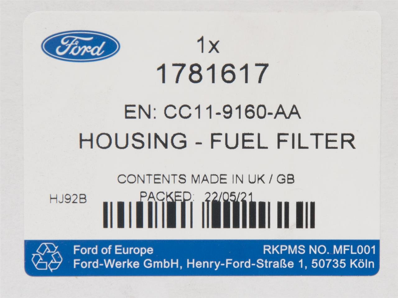 OBUDOWA FILTRA PALIWA TRANSIT /CUSTOM 2,2 DURATORQ _ 1781617 _ CC11-9160-AA