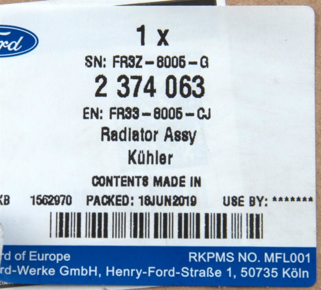 CHŁODNICA WODY MUSTANG 5,0 GT 2015-2017, 2017- _ 2374063 _ FR33-8005-CJ _ FR3Z-8005-G _ GTU_07