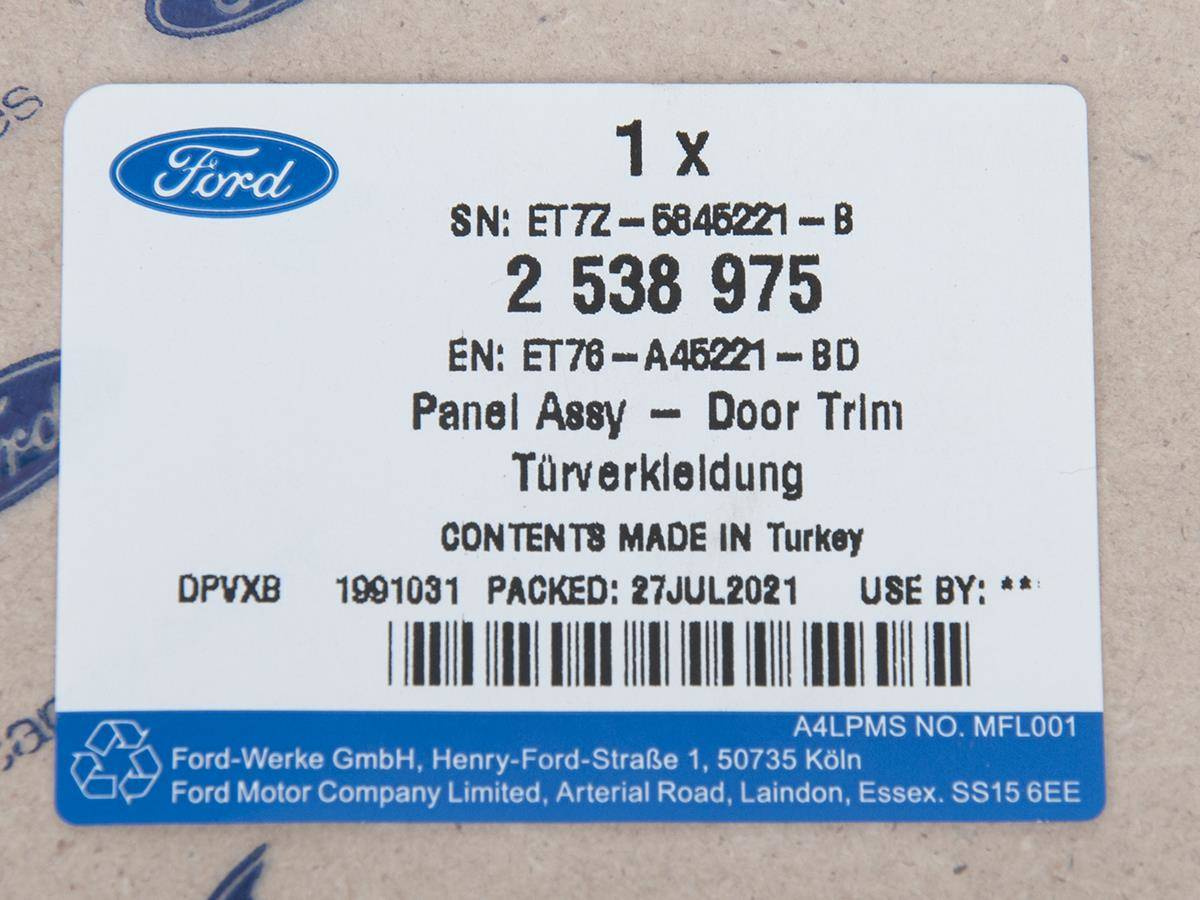 PŁYTA WEWNĘTRZNA DRZWI LEWYCH TYŁ COURIER 14- _ 2538975 _ ET76-A45221-BD