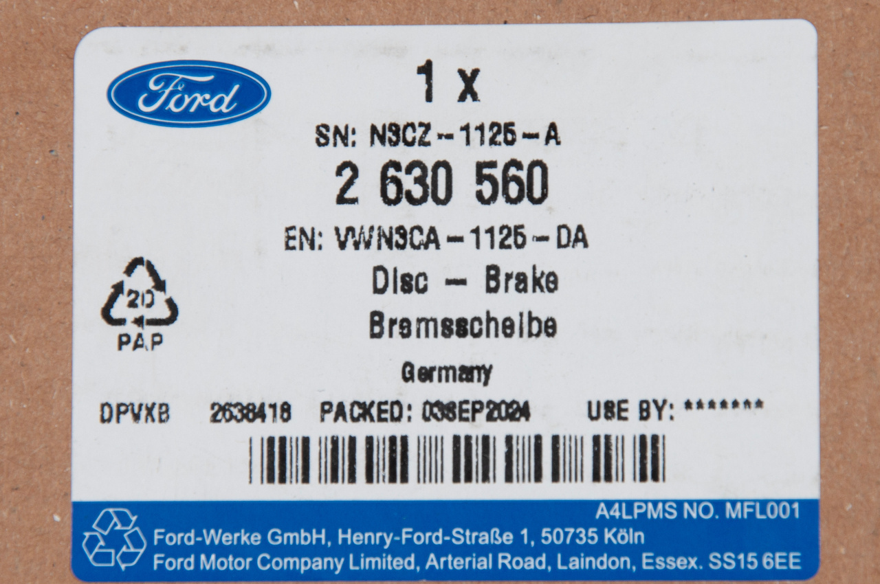 TARCZA HAMULCOWA PRZÓD CONNECT 22- FORD OE _ 2630560 _ VWN3CA-1125-DA