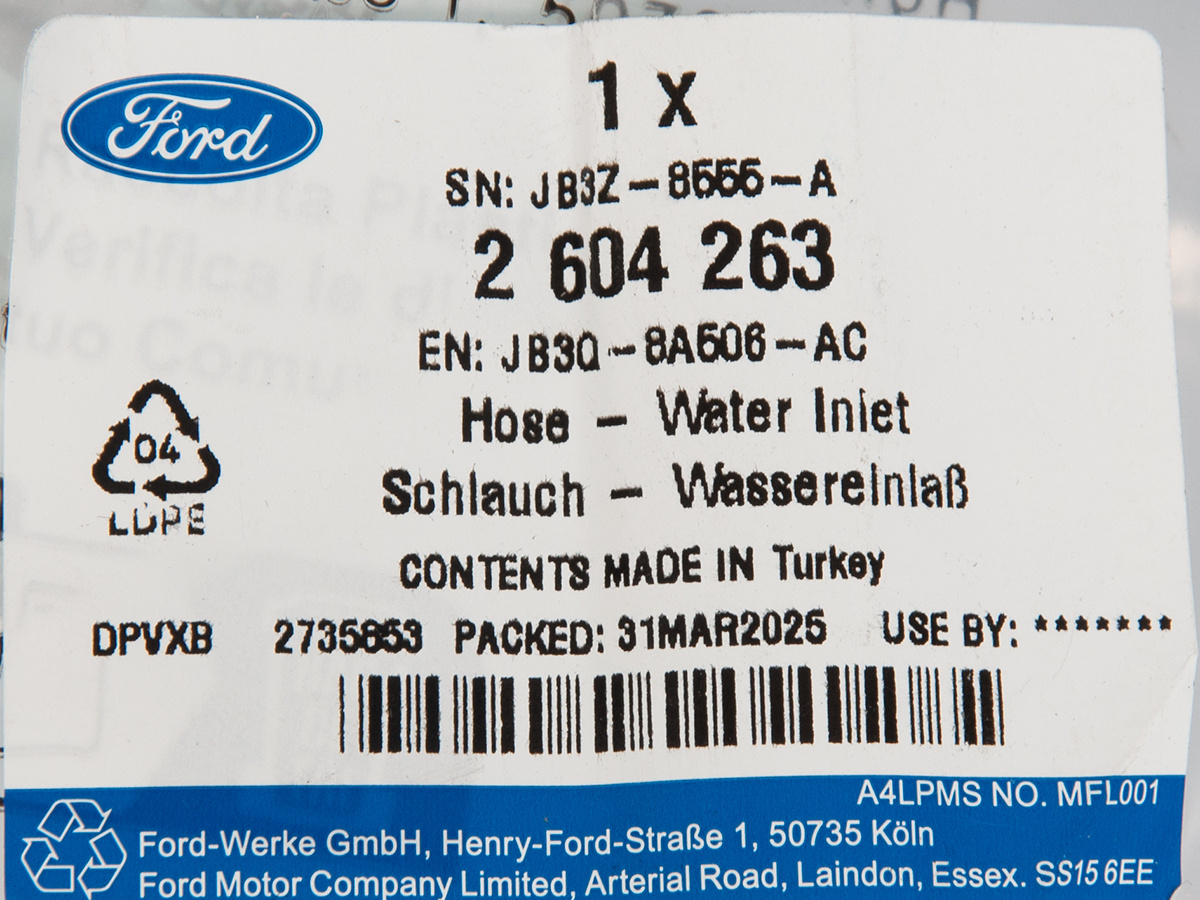 PRZEWÓD CHŁODZENIA TURBINY RANGER 19- 2.0 ECOBLUE