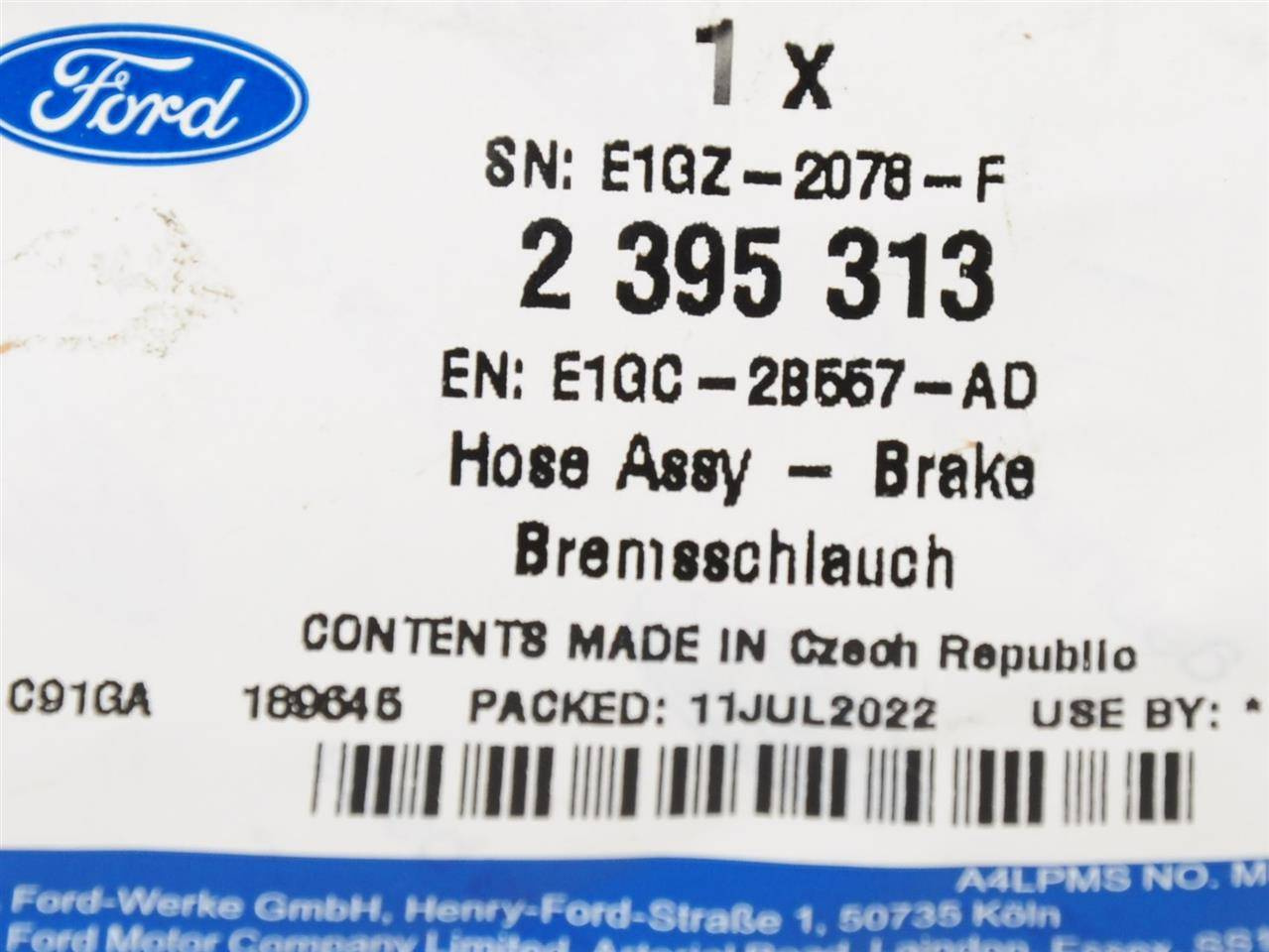 PRZEWÓD HAMULCOWY PRZÓD LEWY S-MAX/GALAXY 15-18 _ 2712893 _ E1GC-2B557-AE