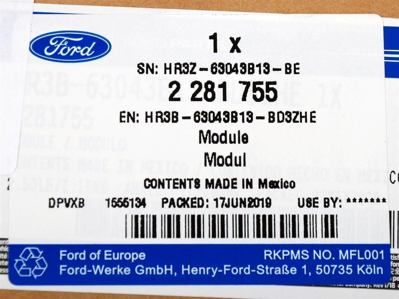 PODUSZKA KIEROWNICY MUSTANG 2015-2017 _ 2281755 _ HR3B-63043B13-BD3ZHE _ FR3Z-63043B13-AC