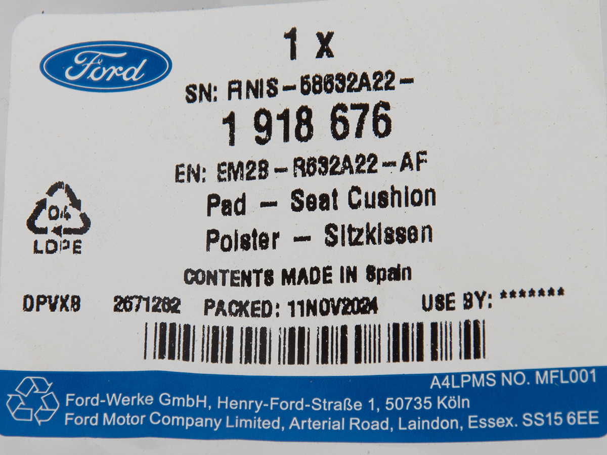 PODUSZKA FOTELA PASAŻERA S-MAX/GALAXY 15- OE _ 1918676 _ EM2B-R632A22-AF