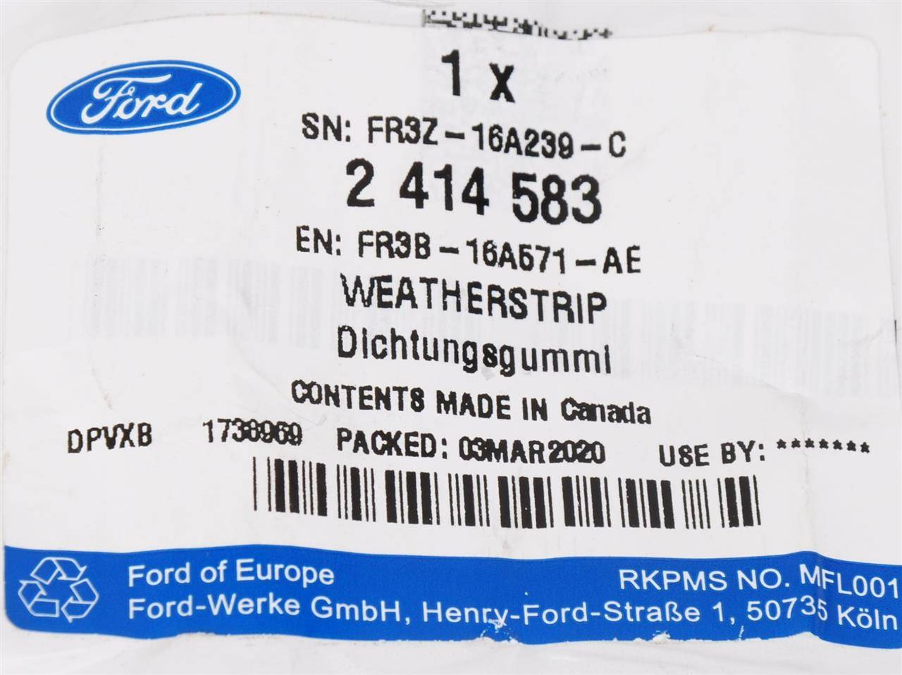 USZCZELKA BŁOTNIKA LEWEGO MUSTANG 2015-17 _ 2414583 _ FR3B-16A571-AE _ FR3Z-16A239-B