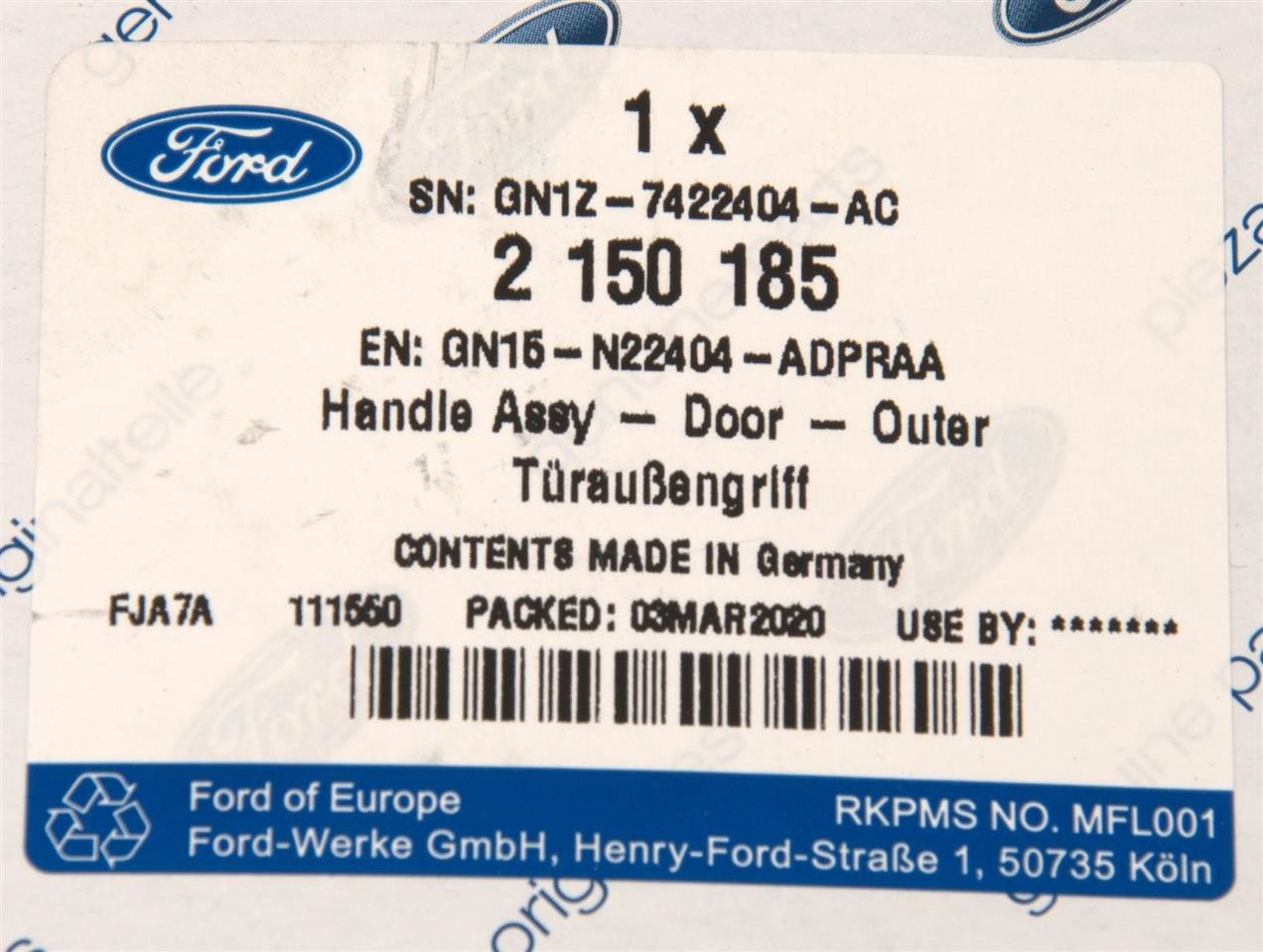 KLAMKA ZEWNĘTRZNA DRZWI PRZÓD PRAWA / LEWA ECOSPORT 2017- _ 2150185 _ GN15-N22404-ADPRAA _ GN1Z-7422404-AC _ GTU_07