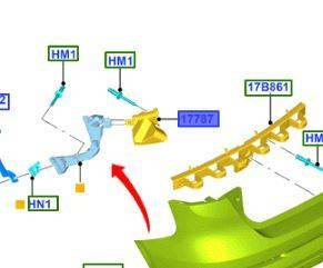 ŚLIZG LEWY ZDERZAKA TYŁ FOCUS 2014- 5D HATCHBACK _ 1864643 _ F1EB-17A882-AA _ F1EZ-17788-A