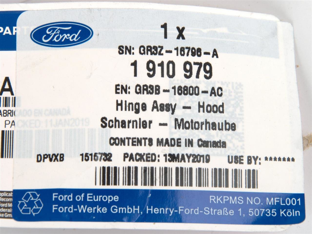 ZAWIAS MASKI PRAWY MUSTANG 2015-2017 _ 1910979 _ GR3B-16800-AC _ GR3Z-16796-A