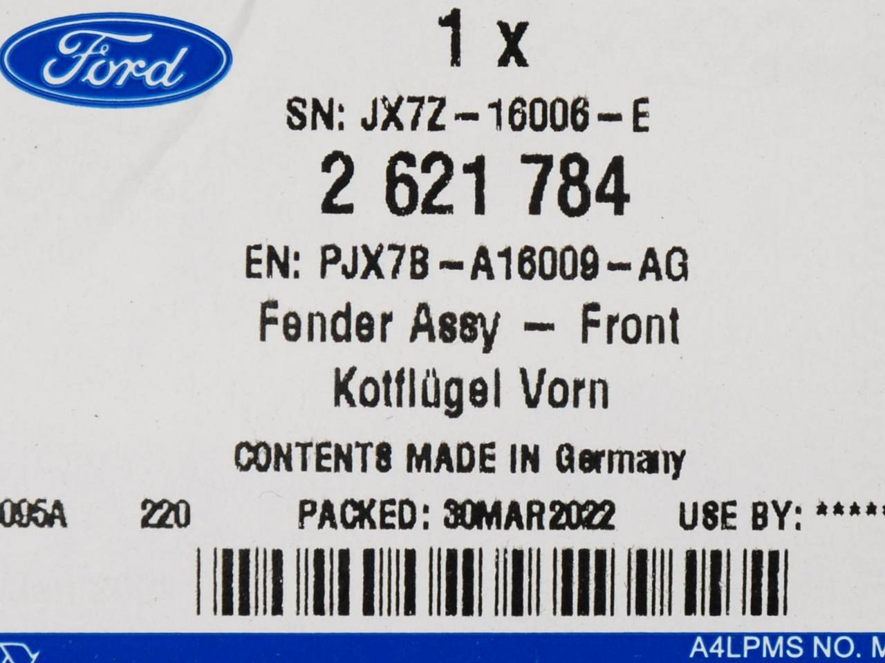 BŁOTNIK LEWY PRZÓD FOCUS 18- FORD OE _ 2621784 _ PJX7B-A16009-AG