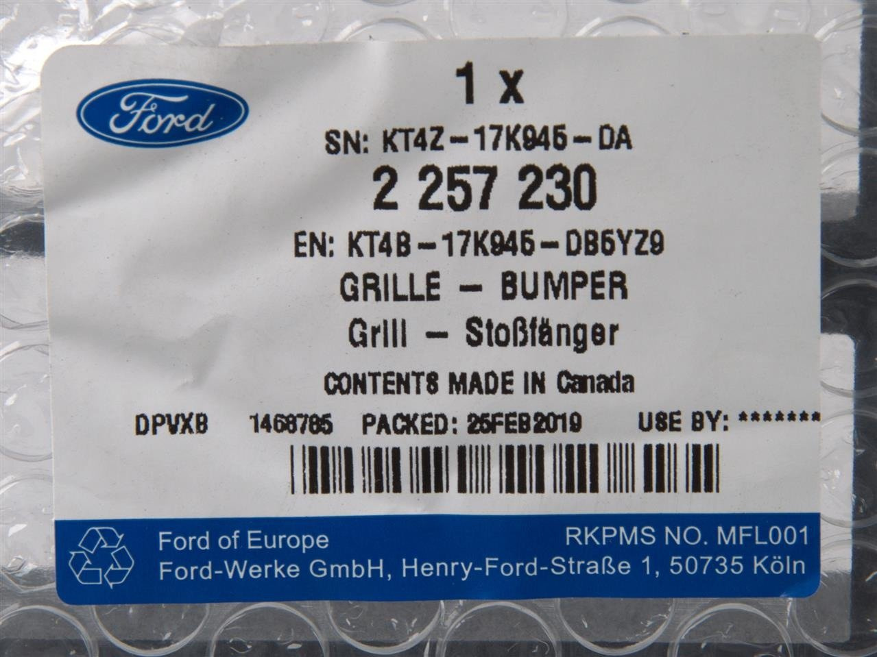 KRATKA DOLNA ZDERZAKA PRZÓD EDGE 2018- _ 2257230 _ KT4B-17K945-DB5YZ9 _ KT4Z-17K945-DA