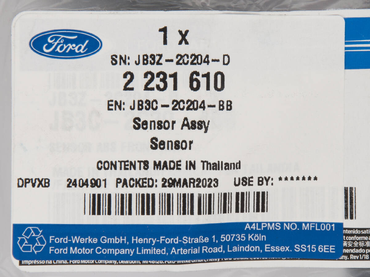 CZUJNIK ABS PRAWY PRZÓD FORD RANGER 19- OE _ 2231610 _ JB3C-2C204-BB