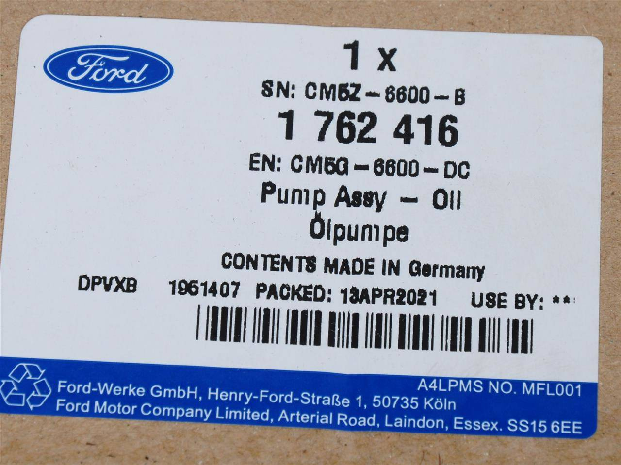 POMPA OLEJOWA 1.0 EB ECOSPORT FOCUS FIESTA C-MAX _ 1762416 _ CM5G-6600-DC _ CM5Z-6600-B