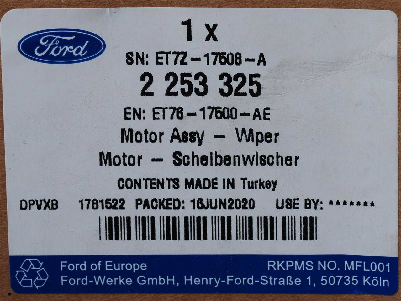 MECHANIZM WYCIERACZEK PRZÓD FORD COURIER 14- _ 2253325 _ ET76-17500-AE