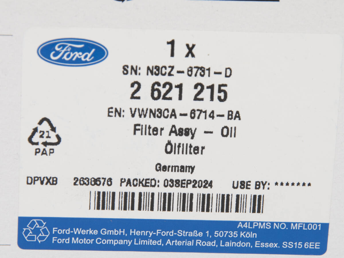 FILTR OLEJU TRANSIT/TOURNEO CONNECT 22- 1.5 EB _ 2621215 _ VWN3CA-6714-BA