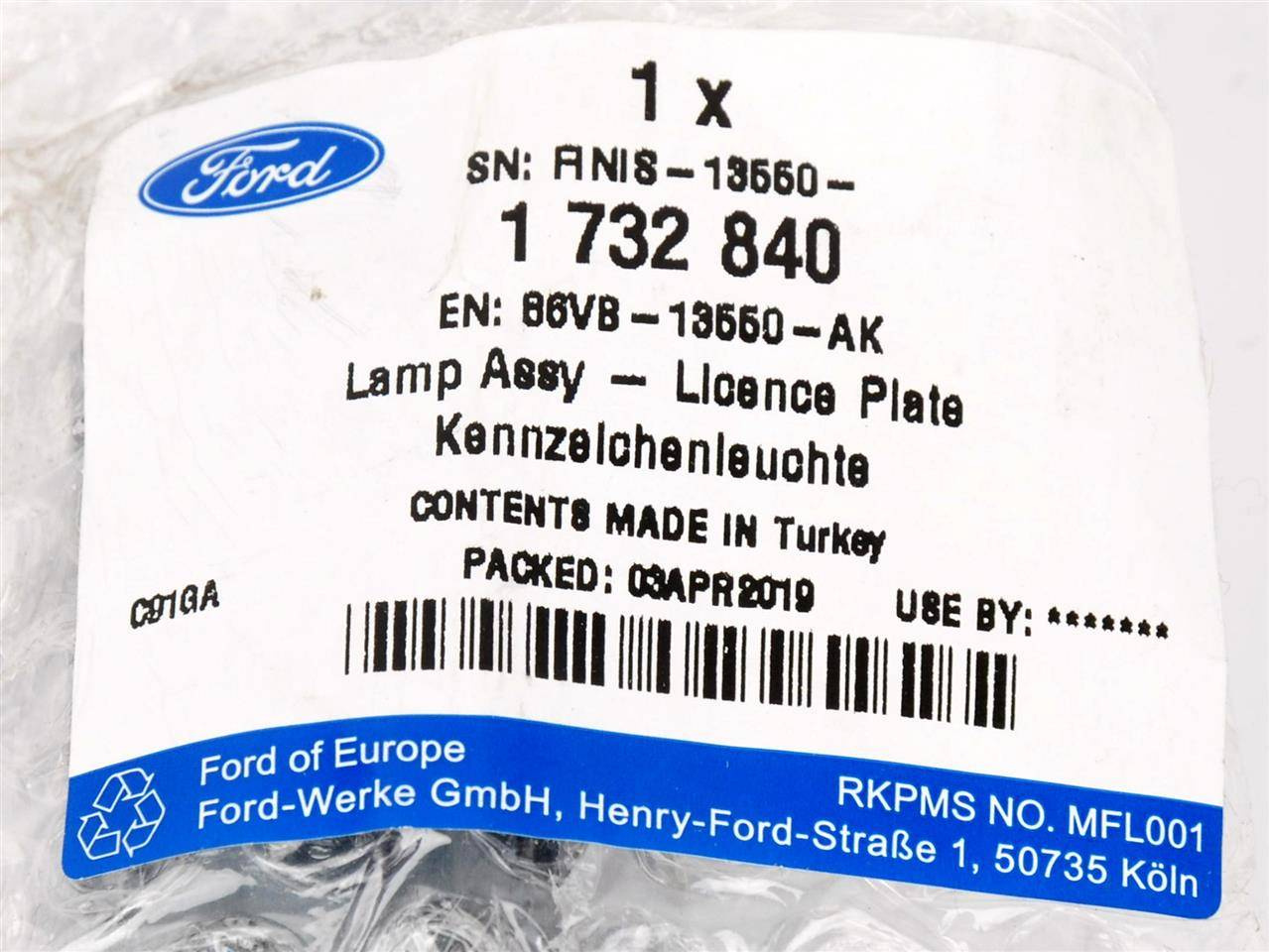 ŚWIATŁO TABLICY REJESTRACYJNEJ CONNECT TRANSIT _ 1732840 _ 86VB-13550-AK