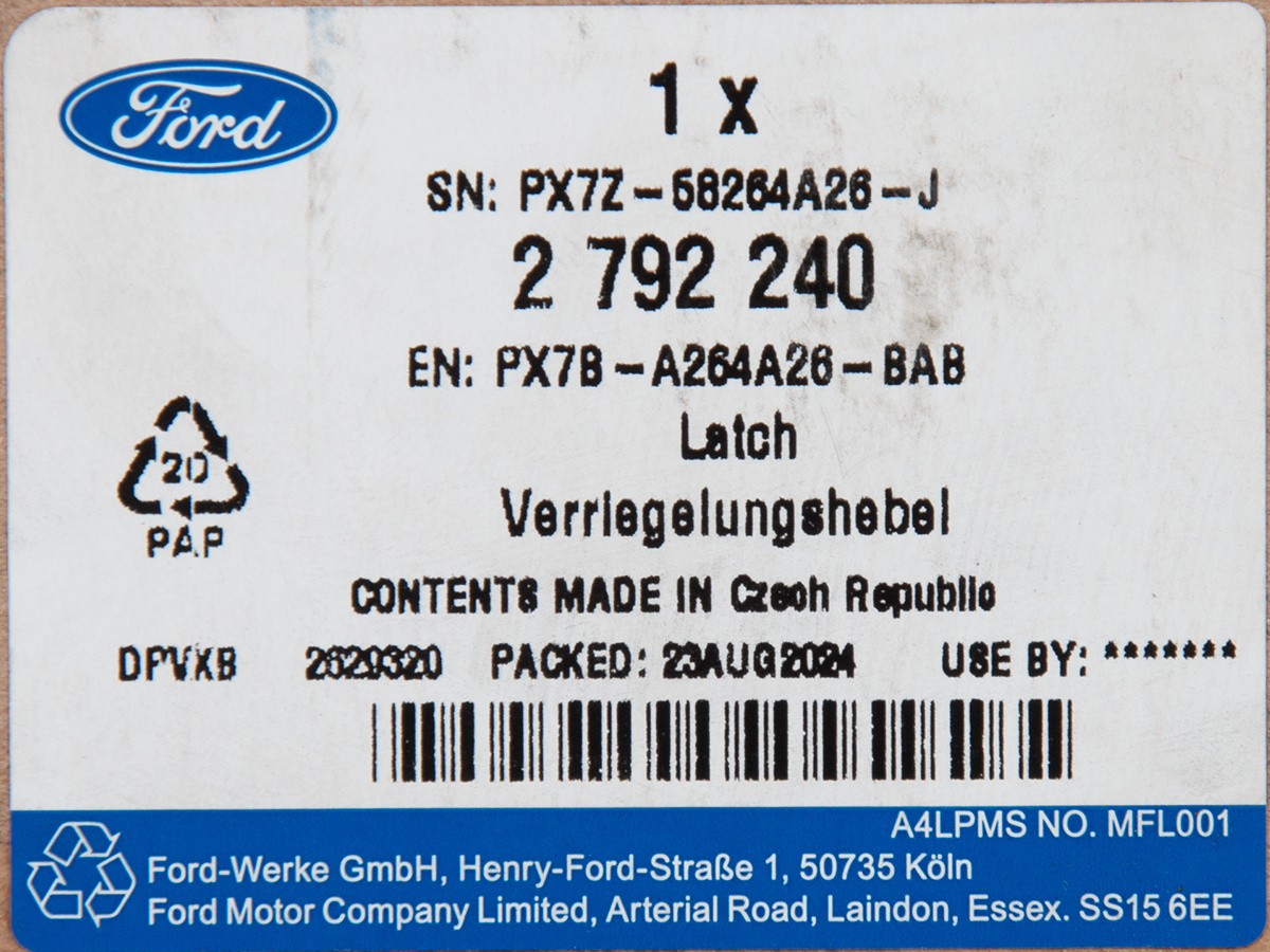 ZAMEK PRAWY DRZWI TYŁ FOCUS 18- 22- FORD OE _ 2792240 _ PX7B-A264A26-BAB