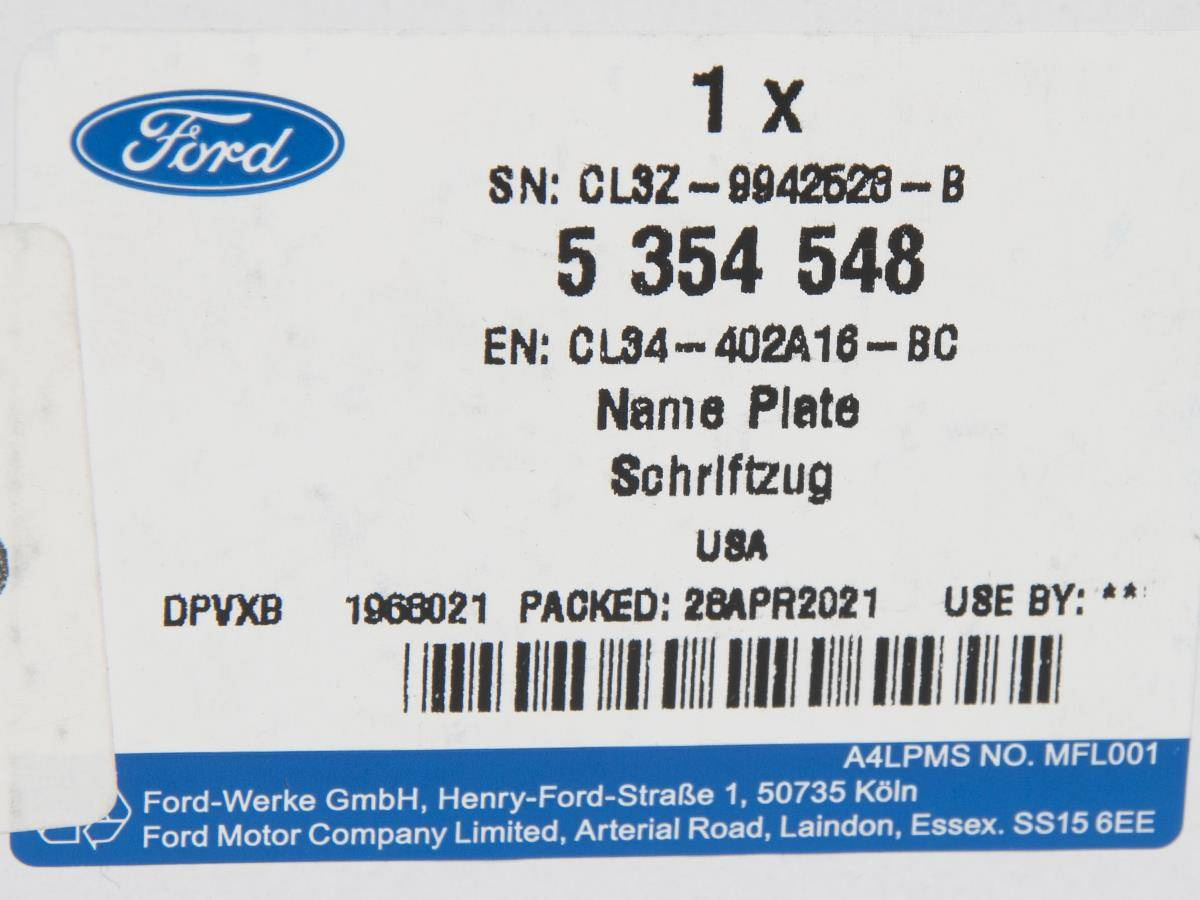 EMBLEMAT TYŁ "FORD" RANGER 15-21 _ 5354548 _ CL34-402A16-BC _ CL3Z-9942528-B