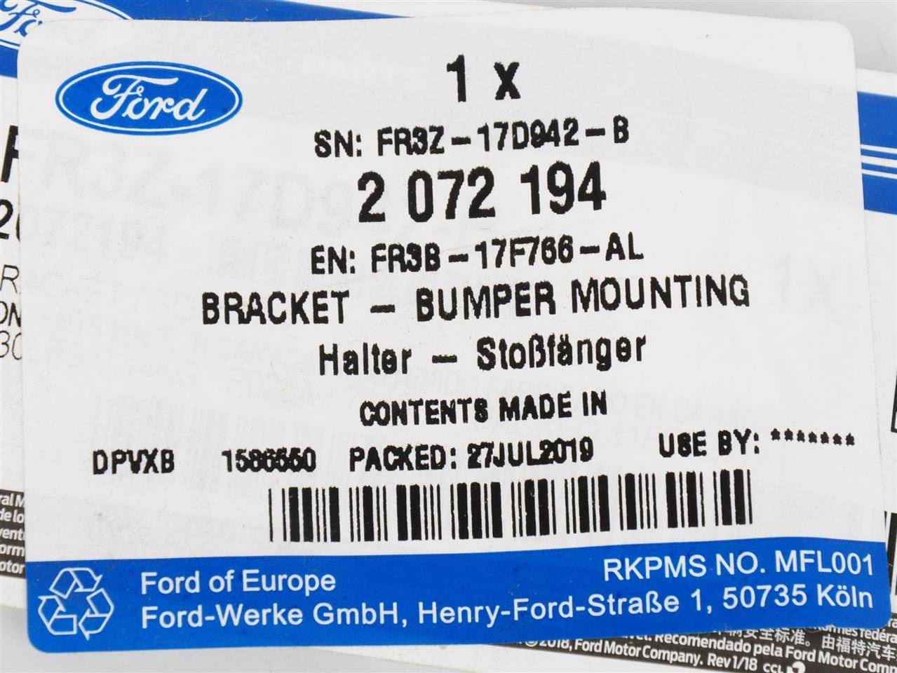 ŚLIZG PRAWY ZDERZAKA TYŁ MUSTANG 2015-2017 _ 2072194 _ FR3B-17F766-AL _ FR3Z-17D942-B