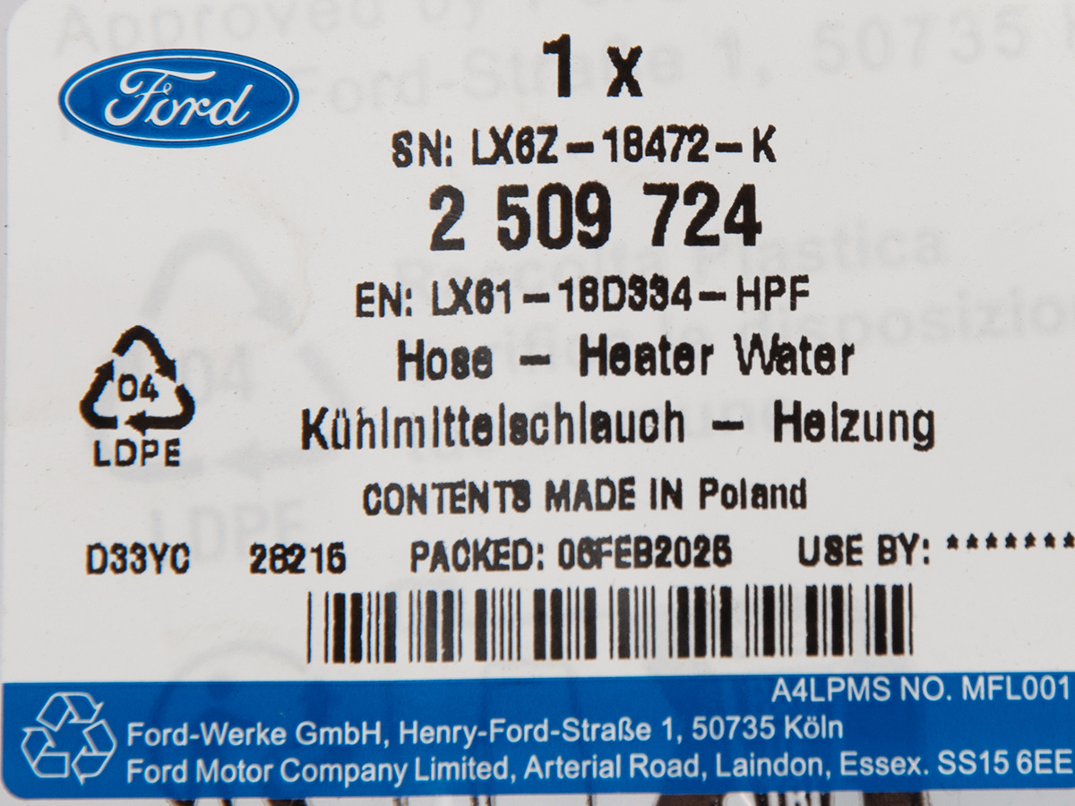 PRZEWÓD WODY FORD KUGA 20- 2.5 GAS/ELEC HYBRID