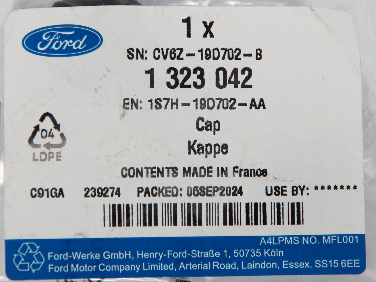 ZAŚLEPKA PRZEWODU KLIMATYZACJI B-MAX FOCUS ECOSPORT FIESTA _ 1323042 _ 1S7H-19D702-AA _ CV6Z-19D702-B