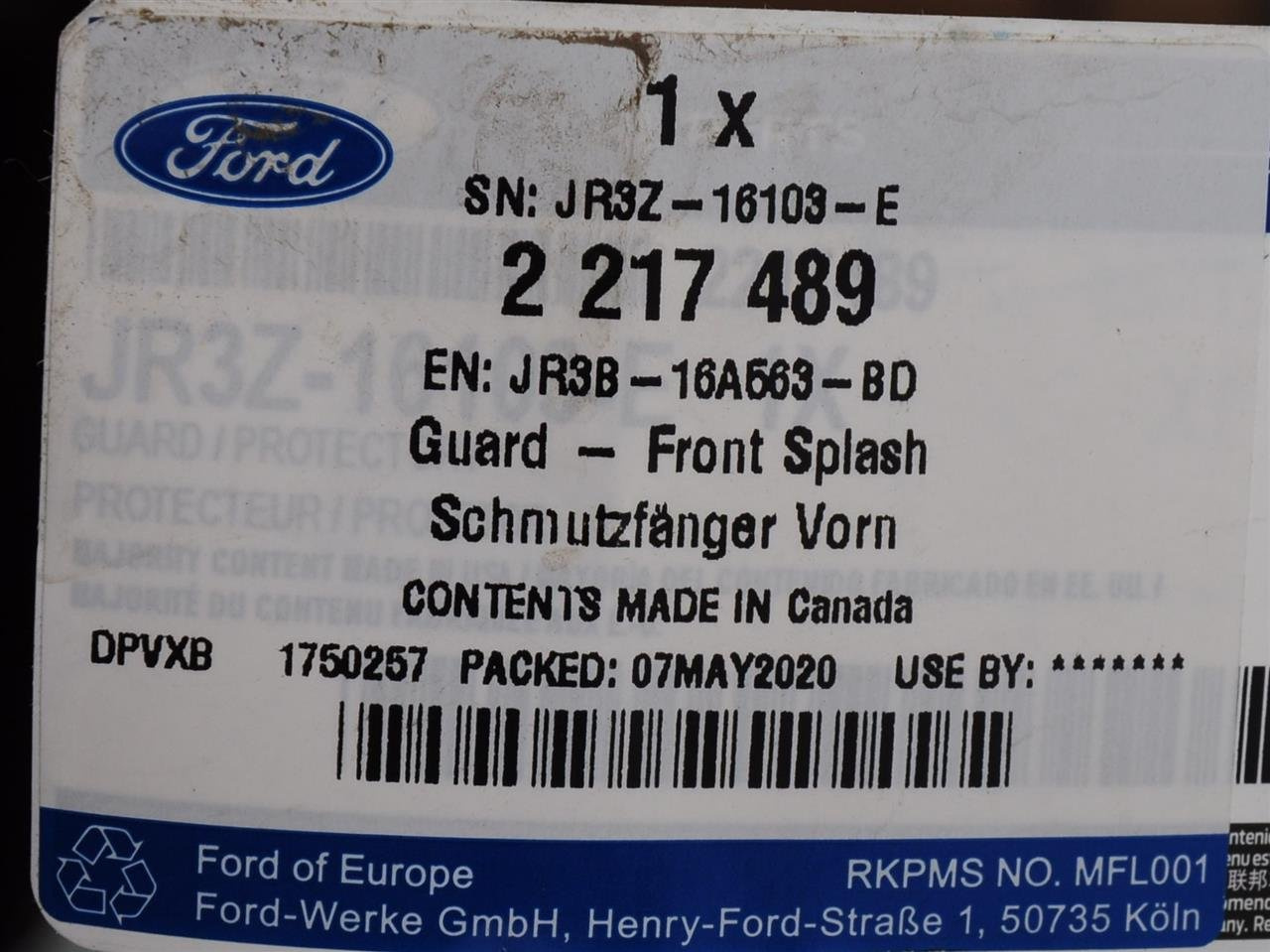 NADKOLE PRZEDNIE LEWE MUSTANG 2017- Z WYGŁUSZENIEM_ 2217489 _ JR3B-16A563-BD _ JR3Z-16103-B, JR3Z-16103-E _ GTU_07