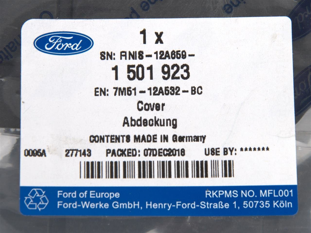 POKRYWKA OBUDOWY KOPUTERA C-MAX 07-10 FOCUS MK2 _ 1501923 _ 7M51-12A532-BC