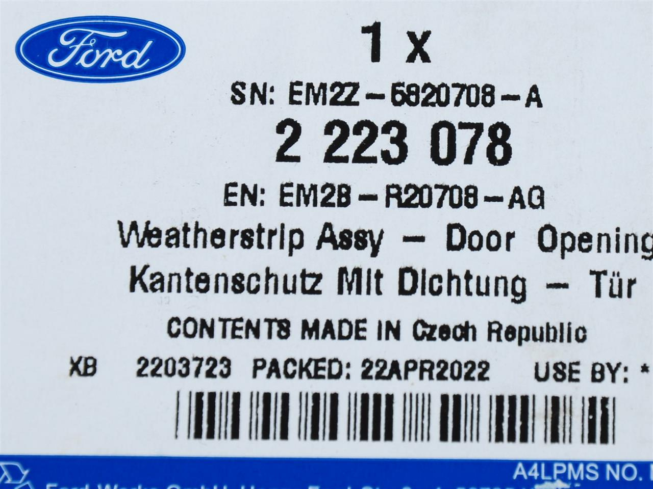 USZCZELKA OŚCIEŻNICY DRZWI P/L PRZÓD S-MAX 15- _ 2223078 _ EM2B-R20708-AG _ GTU_07