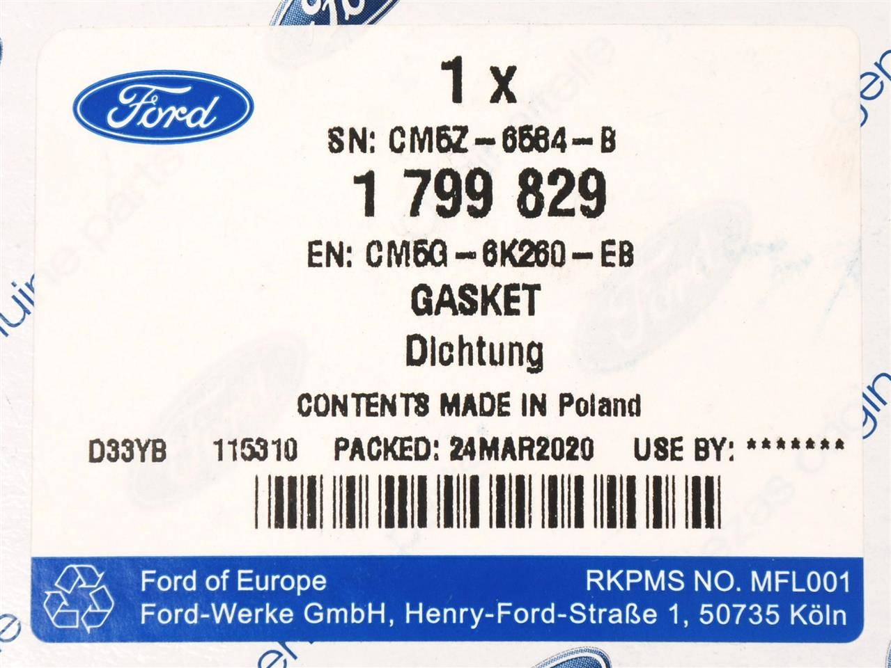 USZCZELKA POKRYWY GŁOWICY CYLINDRÓW 1.0 EB _ 1799829 _ CM5G-6K260-EB _ CM5Z-6584-B