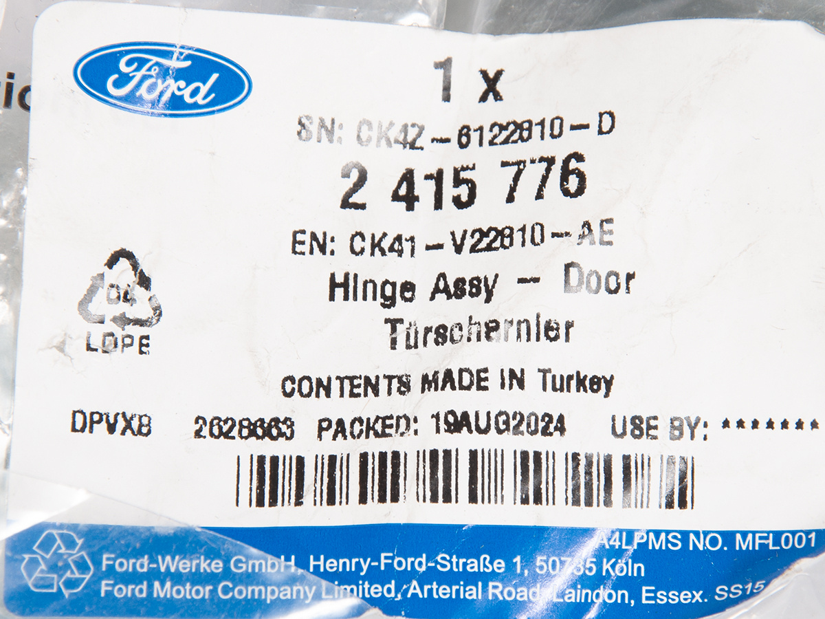 ZAWIAS PRAWY DOLNY DRZWI PRZÓD TRANSIT 14- 19- OE