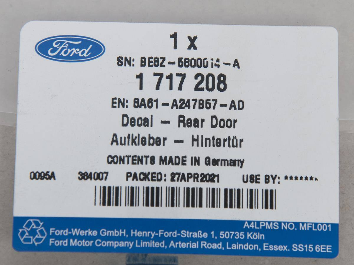 NAKLEJKA NA SŁUPEK LEWA TYŁ FORD FIESTA 08- 12- _ 1717208 _ 8A61-A247B57-AD