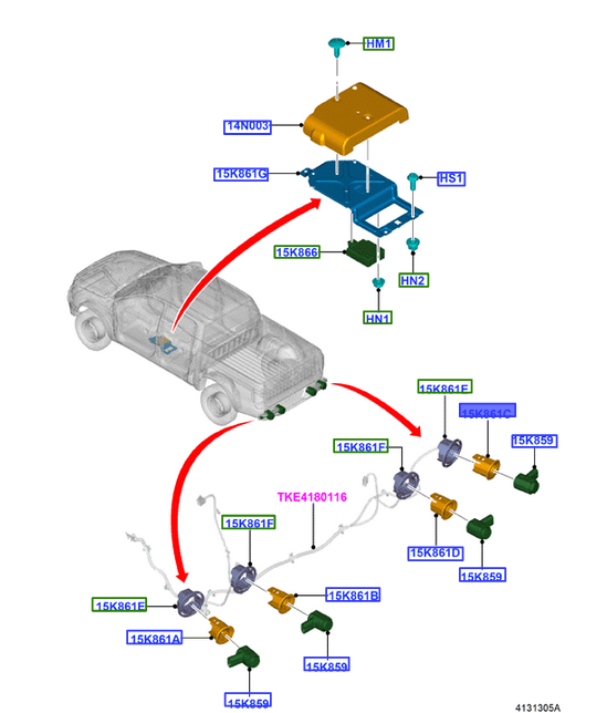 KOSZYK CZUJNIKA PARKOWANIA TYŁ PRAWY RANGER 15- _ 1943148 _ EB3T-15K870-BBA