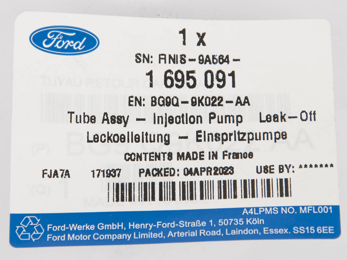 PRZEWÓD POMPY WTRYSKU PALIWA MONDEO 10-14 _ 1695091 _ BG9Q-9K022-AA