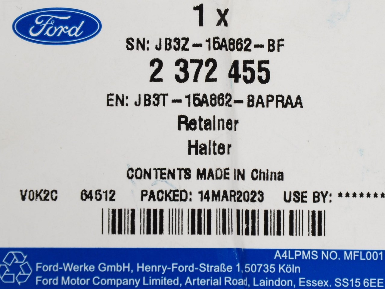 KOSZYK PRAWY CZUJNIKA PARKOWANIA PRZÓD RANGER 19- _ 2372455 _ JB3T-15A862-BAPRAA