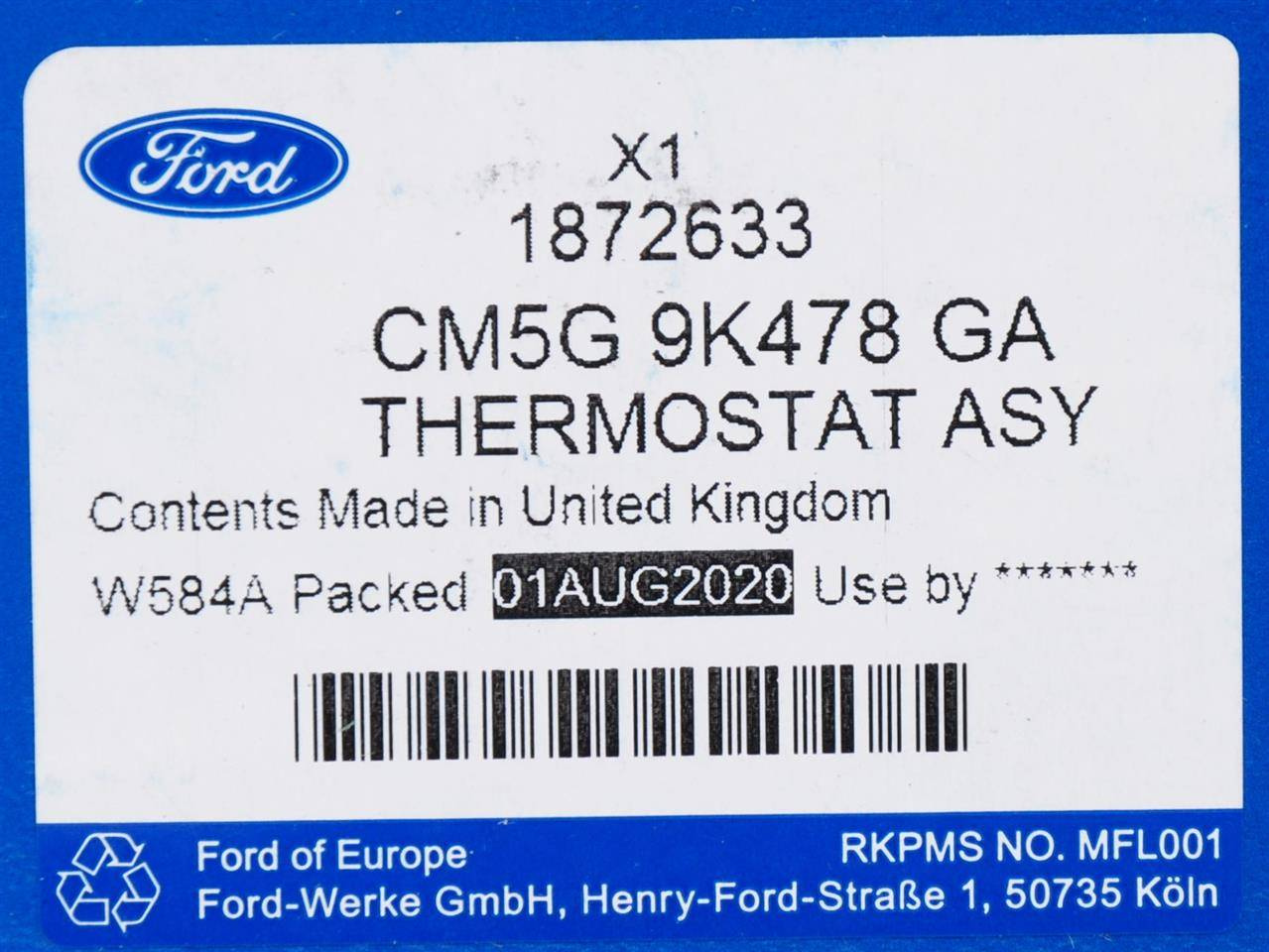 TERMOSTAT FORD 1,0 ECOBOOST WIELE MODELI _ 1872633 _ CM5G-9K478-GA _ CM5Z-8592-B