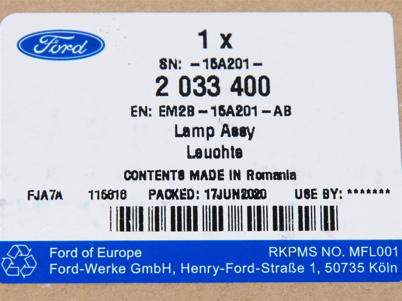 HALOGEN PRAWY MONDEO MK5 15- GALAXY 2015- _ 2033400 _ EM2B-15A201-AB
