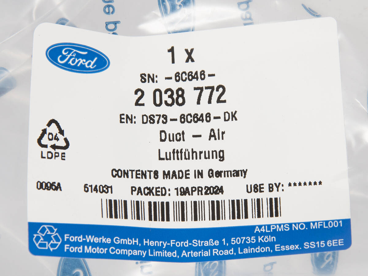 PRZEWÓD DOLOT CHŁODNICY POWIETRZA EDGE 15- 18- _ 2038772 _ DS73-6C646-DK _ GTU_07