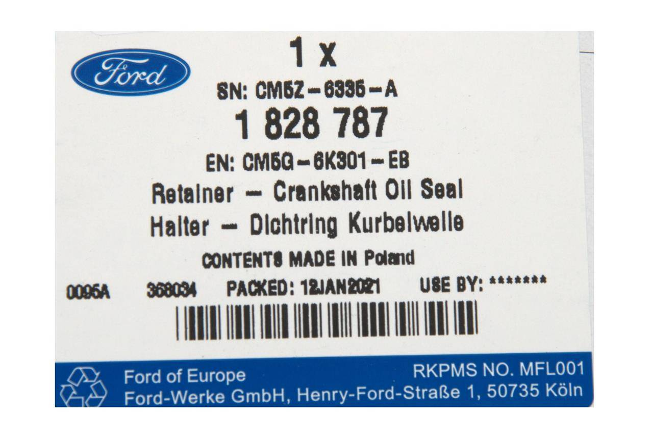 USZCZELNIACZ WAŁU KORBOWEGO TYŁ FORD 1,0 EB OE _ 1828787 _